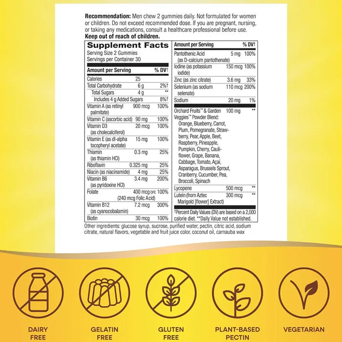 Alive Men’s 50  Daily Gummy Multivitamins, Supports Healthy Brain, Eyes, Heart, 60 Gummies