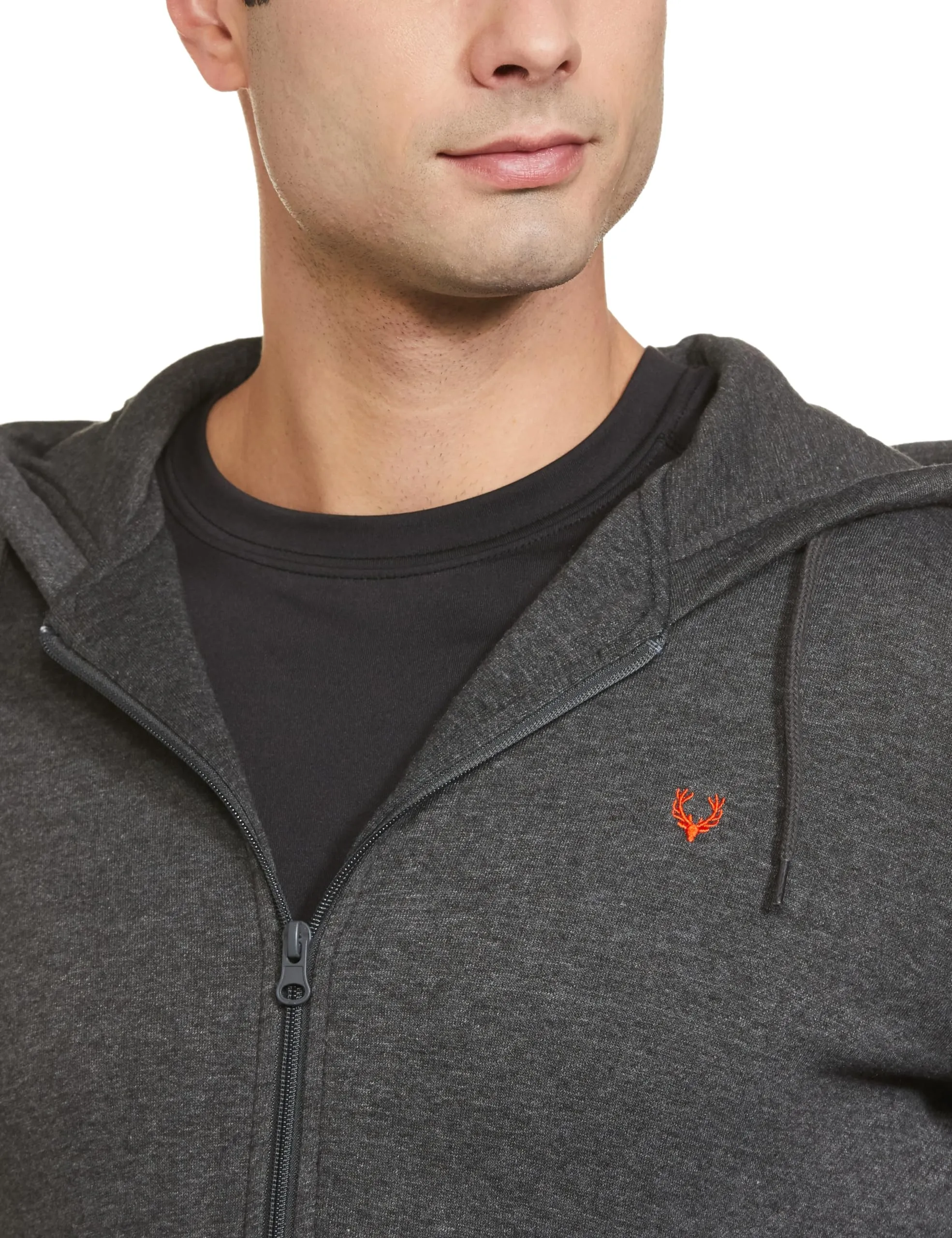 Allen Solly Men's Cotton Hooded Neck Sweatshirt (ASSTORGPL62407L_Anthra Melange VMBK30_Anthra Melange_L)