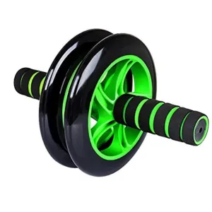 Double Wheel AB Roller with Knee Mat for Men & Women, Total Body Exerciser, Abdominal Cruncher for Stomach Workout & Core Training with Anti Slip Steel Handles (Multicolor)