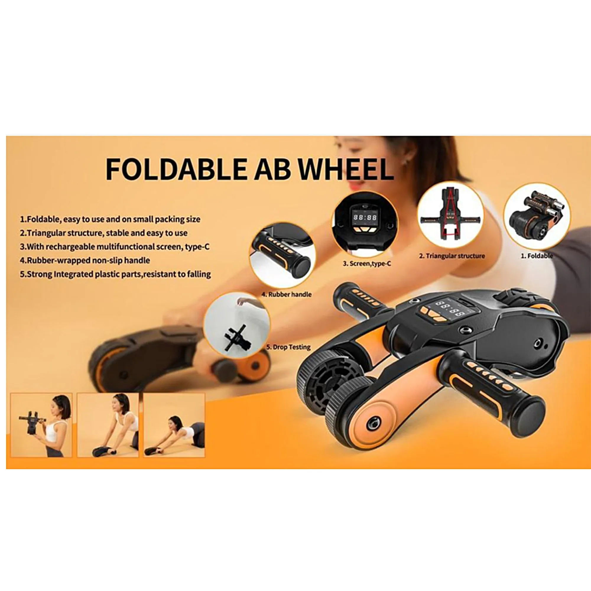 Folding Abdominal Wheel Abdomen Wheel Exercise
