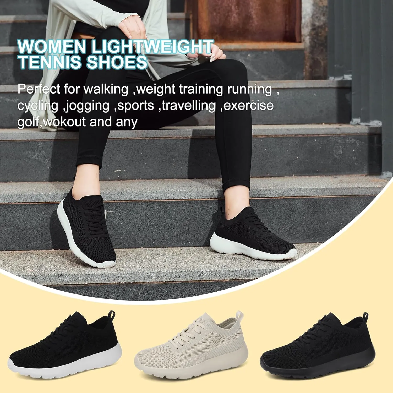 Grand Attack Walking Tennis Shoes for Women-Non Slip On Breathable Mesh Sneakers,Comfort&Lightweight Soft Sole
