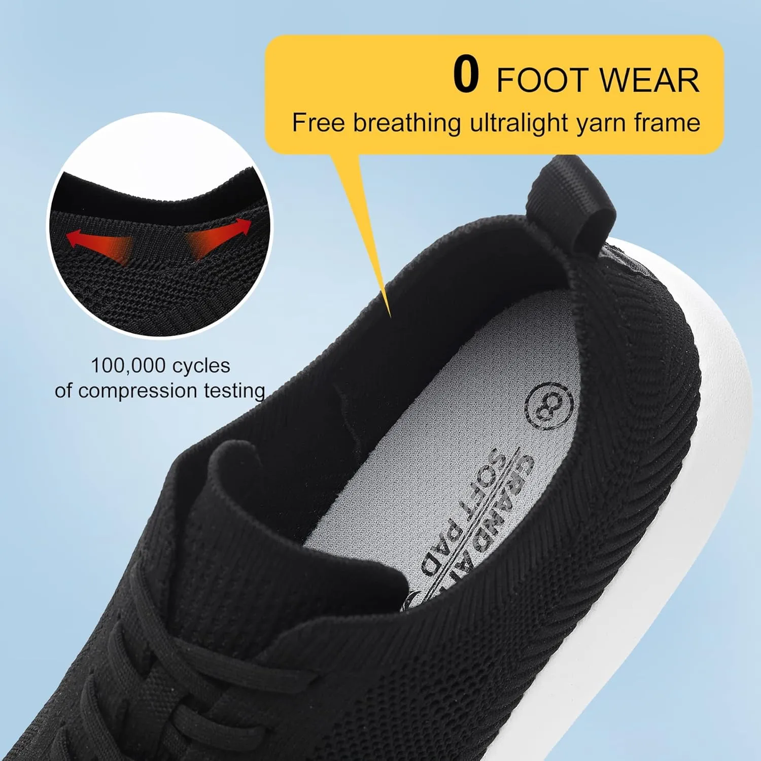Grand Attack Walking Tennis Shoes for Women-Non Slip On Breathable Mesh Sneakers,Comfort&Lightweight Soft Sole