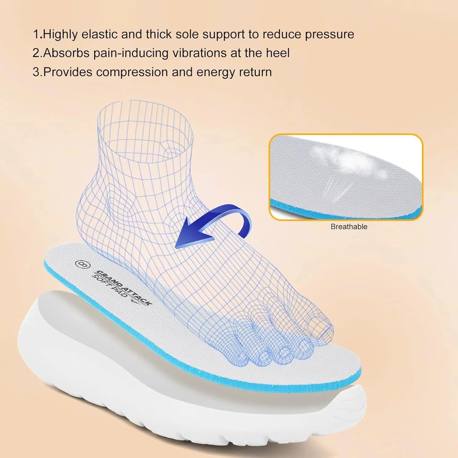 Grand Attack Walking Tennis Shoes for Women-Non Slip On Breathable Mesh Sneakers,Comfort&Lightweight Soft Sole
