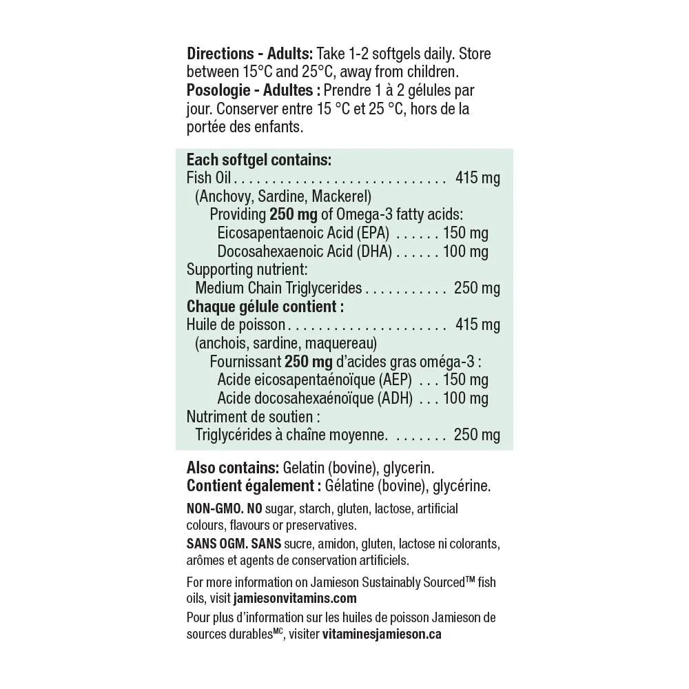 Jamieson Extra Strength Omega 3   MCT Oil, 120 softgels