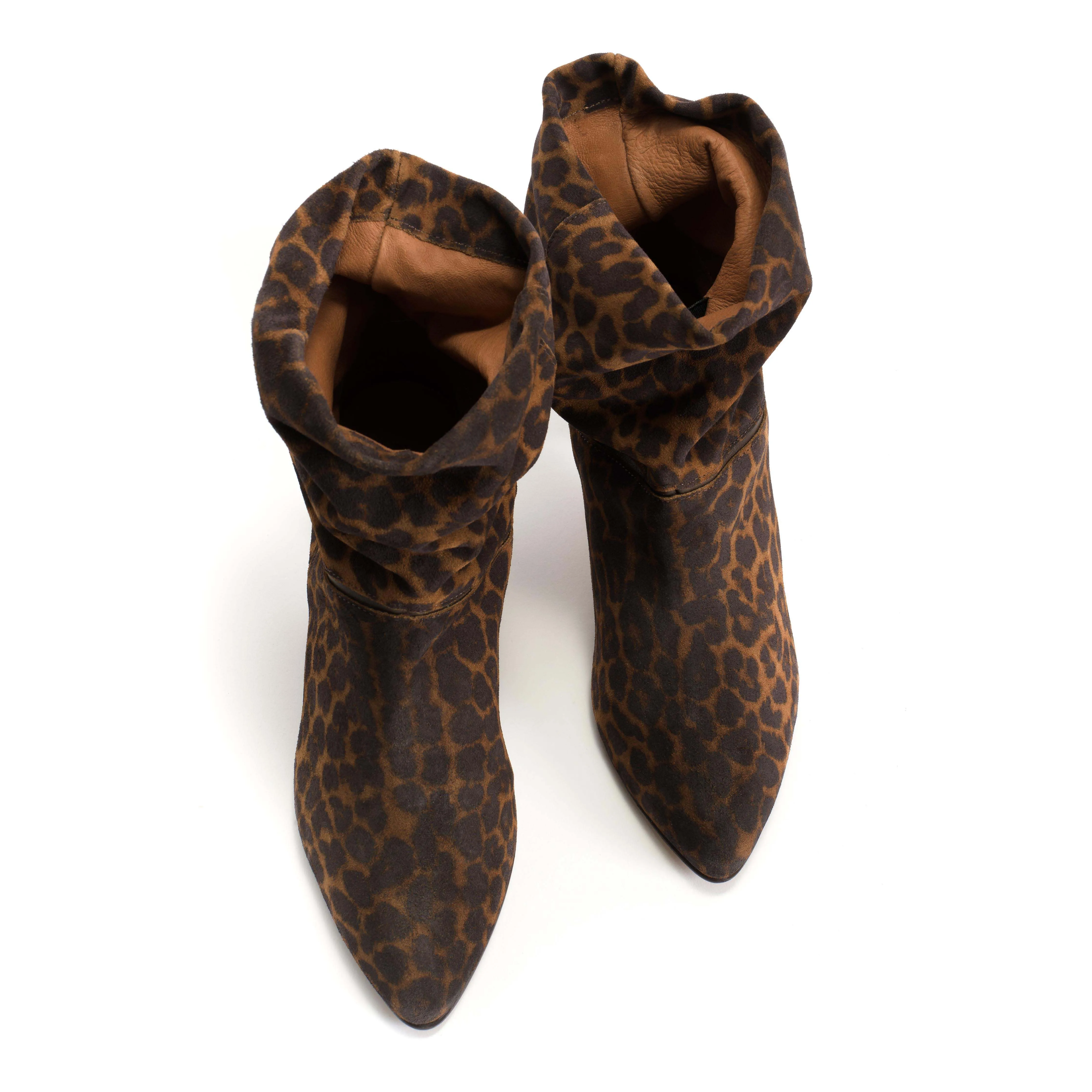 Jassi 50 stiletto Calf suede print & sleek leather Leopard & Coffee brown