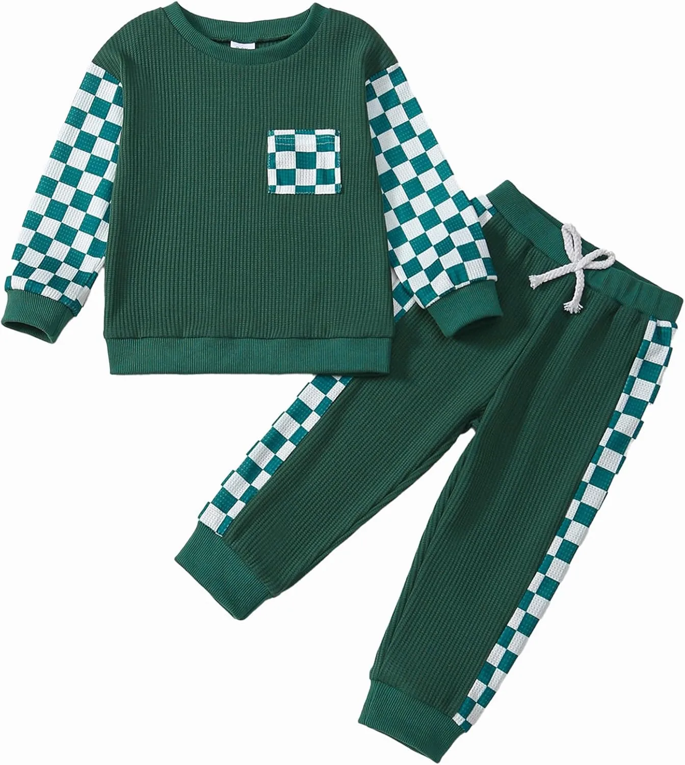 Kid Toddler Boy Clothes Color Block Sweatshirt and Casual Pants 2Pcs Boys Fall Winter Outfits 1-5T
