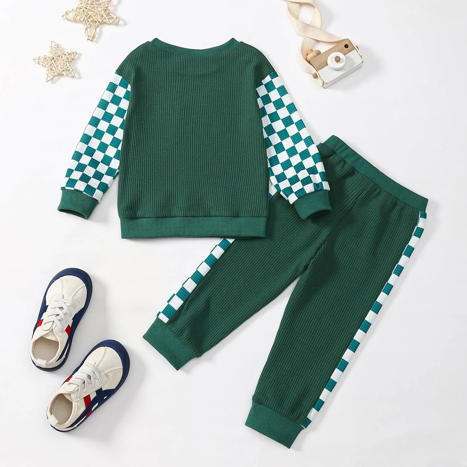 Kid Toddler Boy Clothes Color Block Sweatshirt and Casual Pants 2Pcs Boys Fall Winter Outfits 1-5T