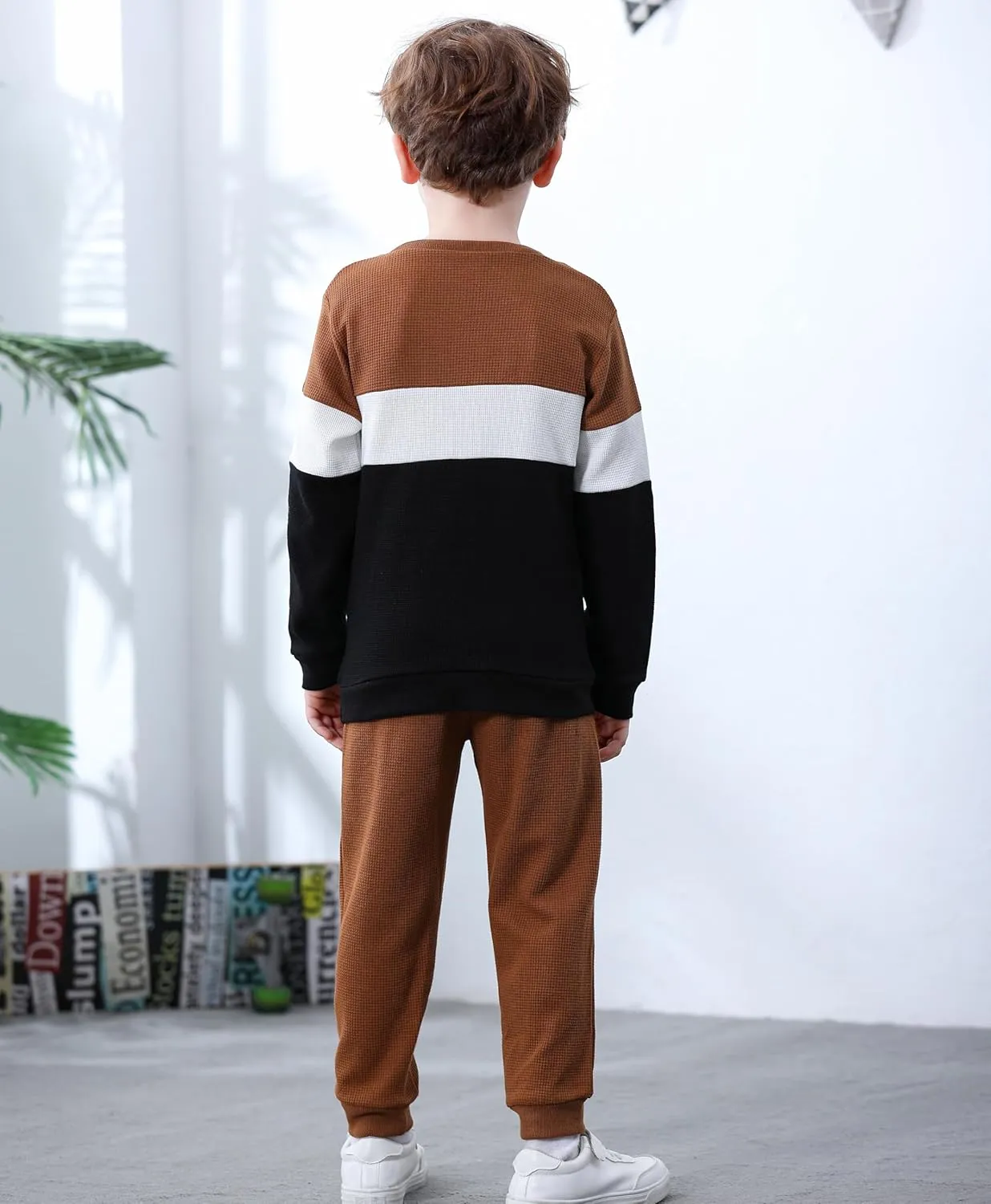 Kid Toddler Boy Clothes Color Block Sweatshirt and Casual Pants 2Pcs Boys Fall Winter Outfits 1-5T