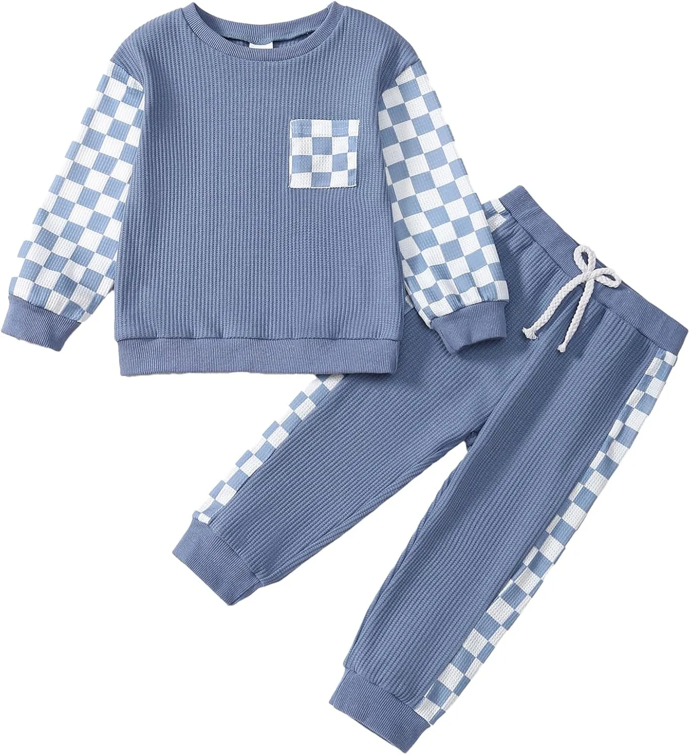 Kid Toddler Boy Clothes Color Block Sweatshirt and Casual Pants 2Pcs Boys Fall Winter Outfits 1-5T