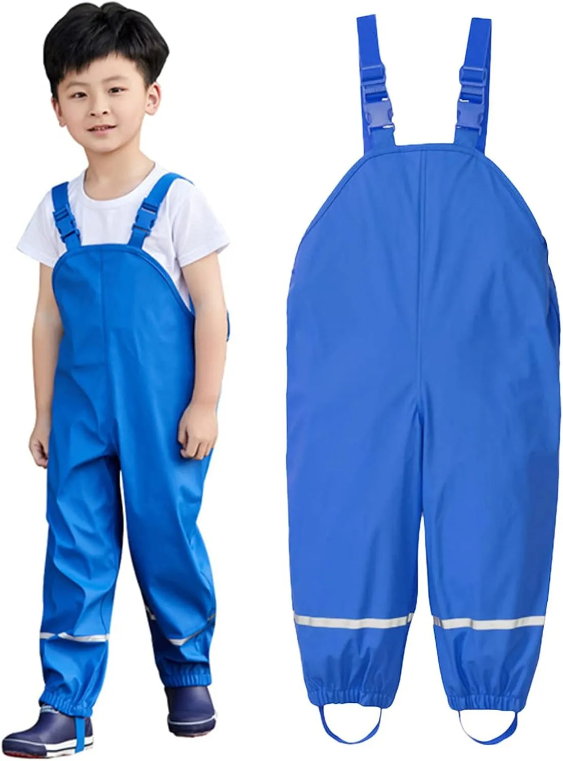 Kids Waterproof Suspender Rain Pant Lightweight Windproof Outdoor Rain Bib Rain Overall Pants Bottoms