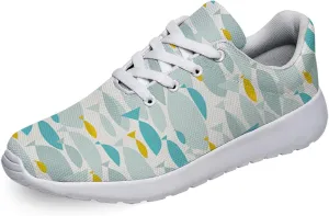 Men Women Walking Running Shoes,Fish Silhouette Lightweight Breathable Mesh Tennis Shoes Non Slip Athletic Workout Gym Sneakers White Size 10