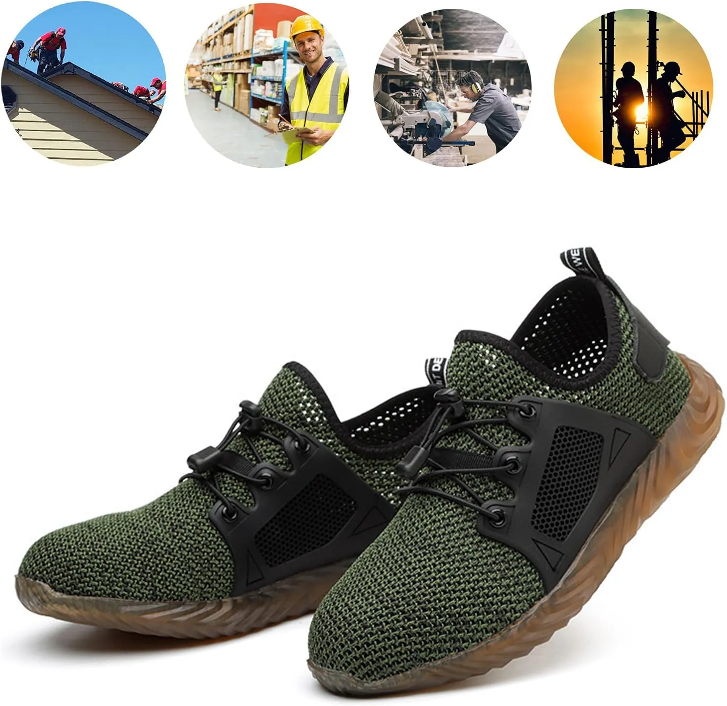 Men's Breathable Mesh Steel Toe Shoes,Lightweight Soft Sole Comfortable Safety Shoes Dock Warehouse Construction Industry Work Shoes,Casual Fashion Non-Slip Sneakers