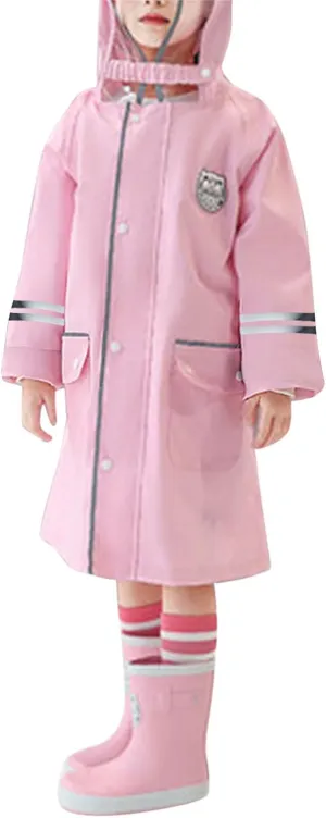 Raincoat Kids Boys Girls Rain Trouser Waterproof Coat Rain Wear Reusable Hooded Ponchos Cute Cartoon Button