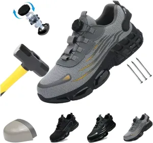 Smash Stab Resistant Air Cushion Shoes,Steel Toe Safety Work Shoes for Men,Puncture Proof Slip On Sneakers, Men Women Lightweight Steel Toe