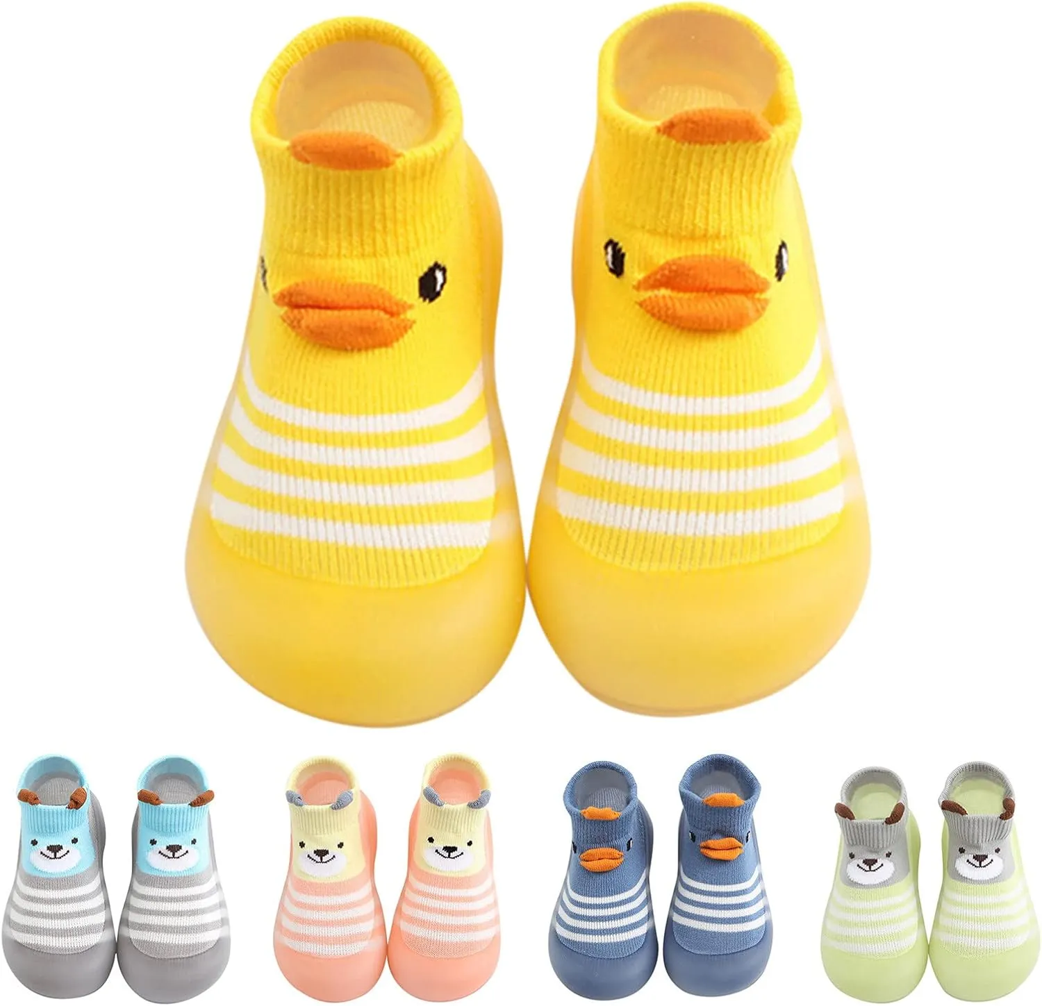 Toddler Sock Shoes,Baby Boys Girls Non Slip Flat Socks Shoes Lightweight Cute Cartoon Duck Bear Pattern Boys Shoes