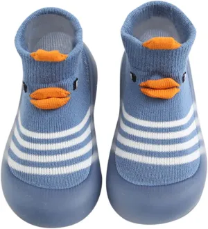 Toddler Sock Shoes,Baby Boys Girls Non Slip Flat Socks Shoes Lightweight Cute Cartoon Duck Bear Pattern Boys Shoes
