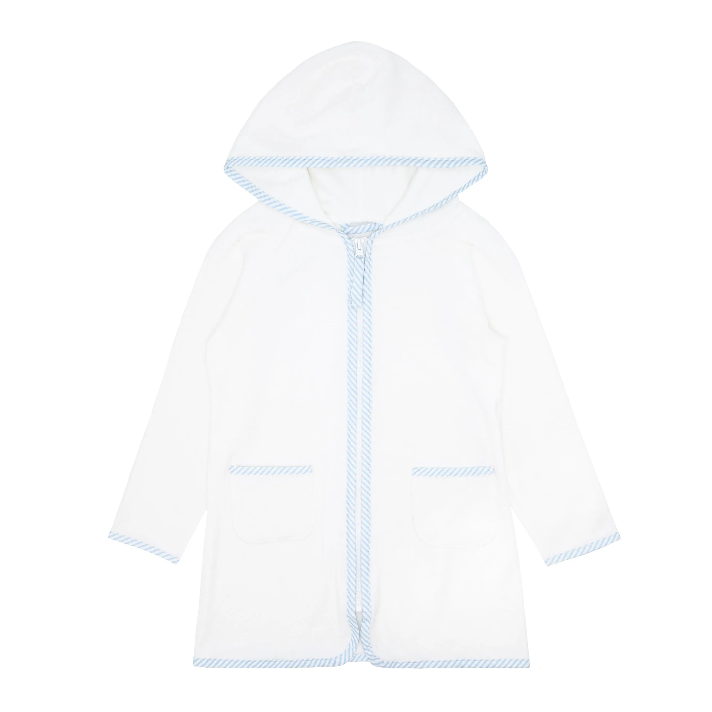 unisex white french terry hooded zipper coverup