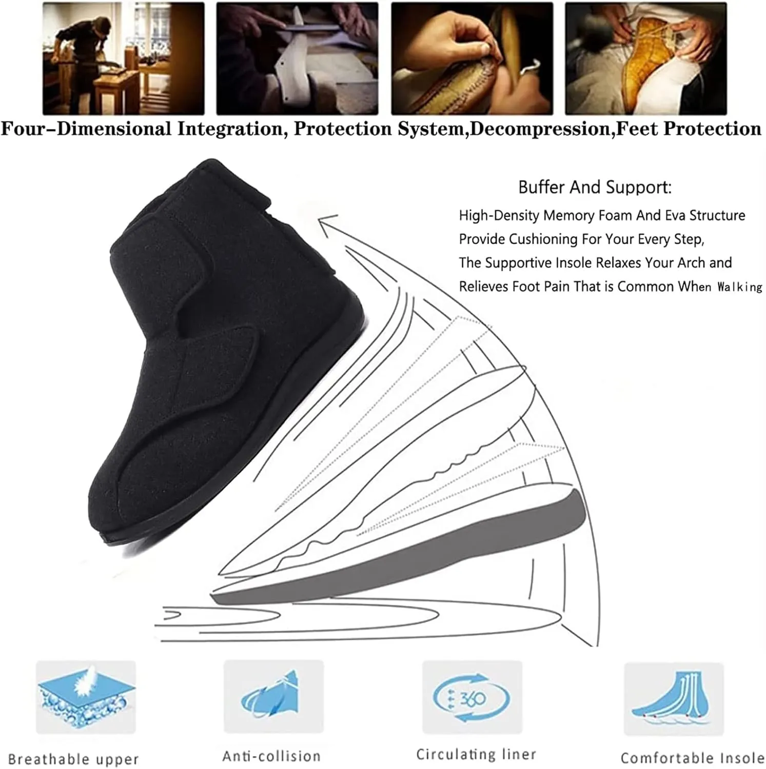 Walking Adjustable Diabetic Shoes,Men's Diabetic Boots High-top Adjustable Cloth Shoes Elderly Orthopedic Running Shoes Air Breathable Trainers House Shoes Men 11/Women 11.5