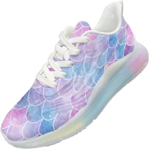Womens Fashion Walking Running Shoes Ultra Lightweight Breathable Mesh Tennis Shoes Non Slip Athletic Workout Gym Sneakers Fish Scales Pattern